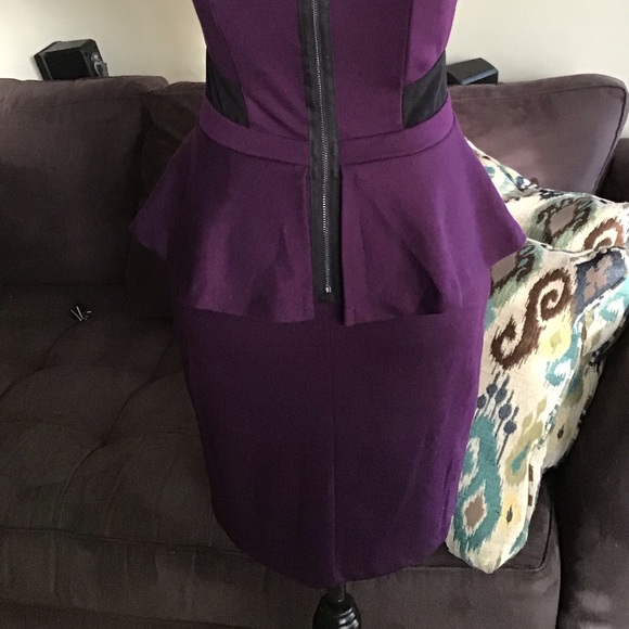 Purple peplum dress with sheer sweetheart top. - Picture 6 of 6